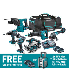 Makita DK0264G601 - 40V Max XGT 4.0Ah Cordless Brushless 6 Piece Combo Kit