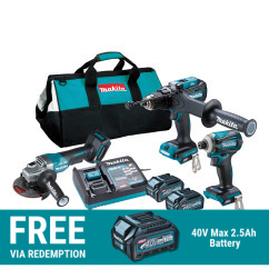 Makita DK0266G301 - 40V Max XGT 4.0Ah Cordless Brushless 3 Piece Combo Kit