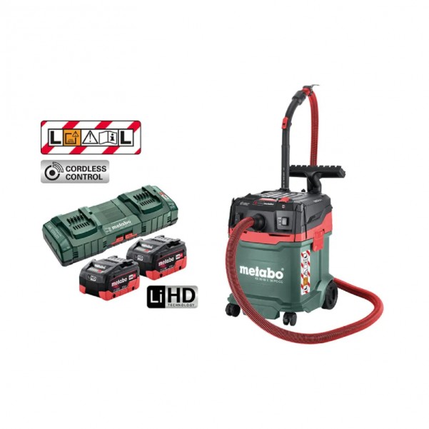 Metabo AS 36-18 L 30 PC-CC 5.5 DUO K (AU602073000) - 36V (18V x 2) 5.5Ah Li-ion Cordless 30L L-Class Wet & Dry Vacuum Cleaner Kit Hazardous Materials Vacuums