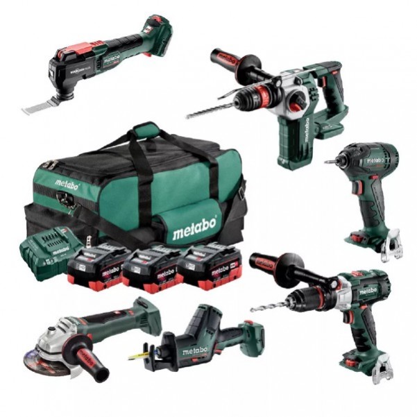 Metabo MET18BL6LB3HD5.5BB - 18V 5.5Ah Cordless Brushless 6 Piece Combo Kit AU68600455