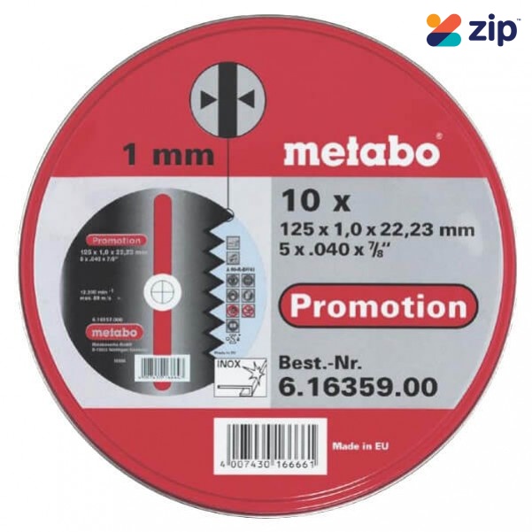 Metabo COW125INOX - 125 X 1.0 X 22.2mm  INOX Cutting Discs 616359000