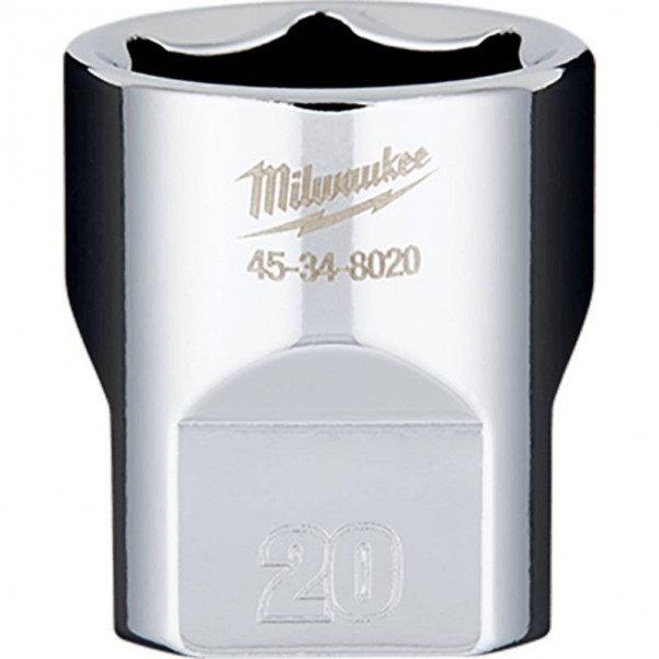 Milwaukee 45348020 - 20mm x 3/8" Drive Metric 6 Point Socket Sockets & Accessories