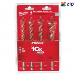 Milwaukee 48130400 - 4 Piece 6-1/2” Speed Feed Wood Bit Set 