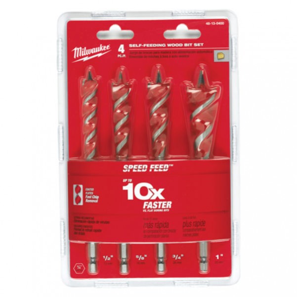 Milwaukee 48130400 - 4 Piece 6-1/2” Speed Feed Wood Bit Set 