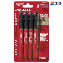 Milwaukee 48223104 - Inkzall Black Fine Point Marker 4 Pack