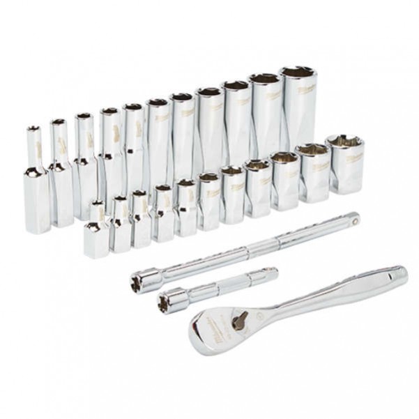 Milwaukee 48229404 - 26 Piece 1/4" Ratchet & Socket Set - SAE (Imperial) 