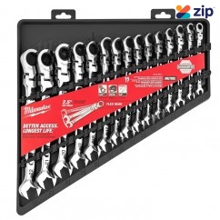 Milwaukee 48229513 - 15 Piece Metric Flex-Head Ratcheting Wrench Set