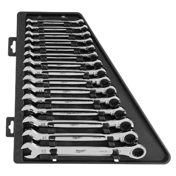 Milwaukee 48229516 - 15 Piece Metric Ratcheting Combination Wrench Set Ratchets Milwaukee 48229516 - 15 Piece Metric Ratcheting Combination Wrench Set Ratchets