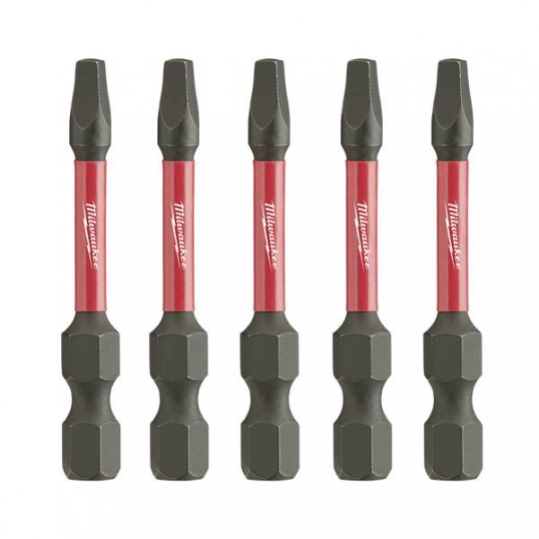 Milwaukee 48324606 - 5 Pack #2 50mm (2") SHOCKWAVE™ Square Recess Power Bit  Drill Bits