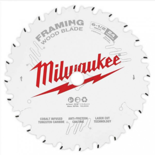 Milwaukee 48400620- 165mm (6 1-2") Framing 24T Circular Saw Blade  Milwaukee Accessories