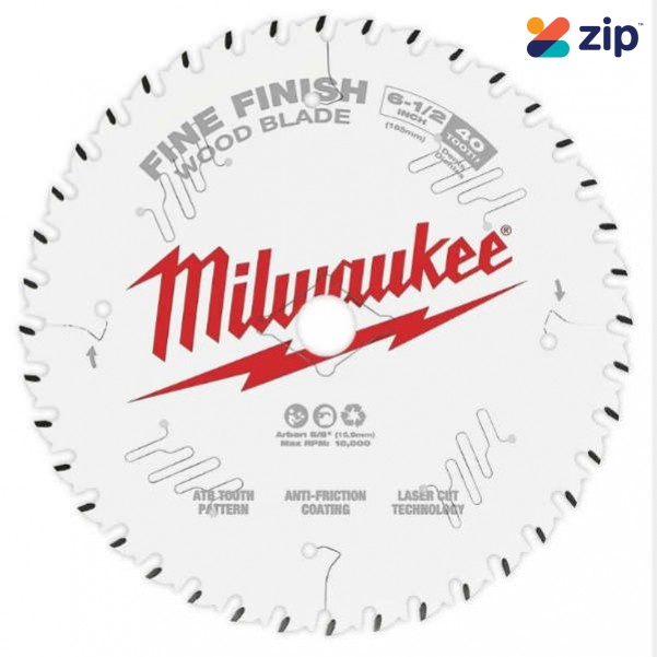 Milwaukee 48400622- 165mm (6 1-2") Finish 40T Circular Saw Blade