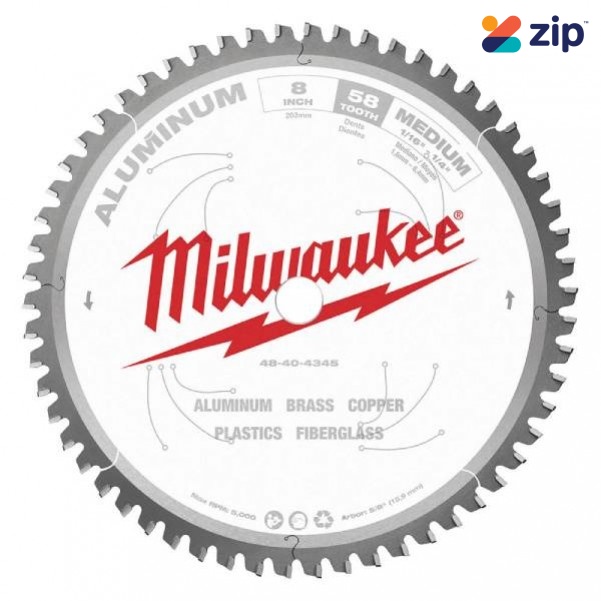 Milwaukee 48404345 - 203MM (8") 58T Aluminum Cutting Circular Saw Blade Circular Saw Blades