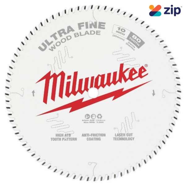 Milwaukee 48408032 - 254mm (10") Ultra Fine Finish 80T Circular Saw Blade Milwaukee Accessories