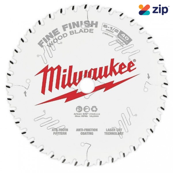 Milwaukee 48408622 - 165mm (6-1/2") Fine Finish 40T Circular Saw Blade