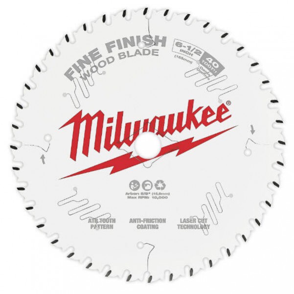 Milwaukee 48408622 - 165mm (6-1/2") Fine Finish 40T Circular Saw Blade