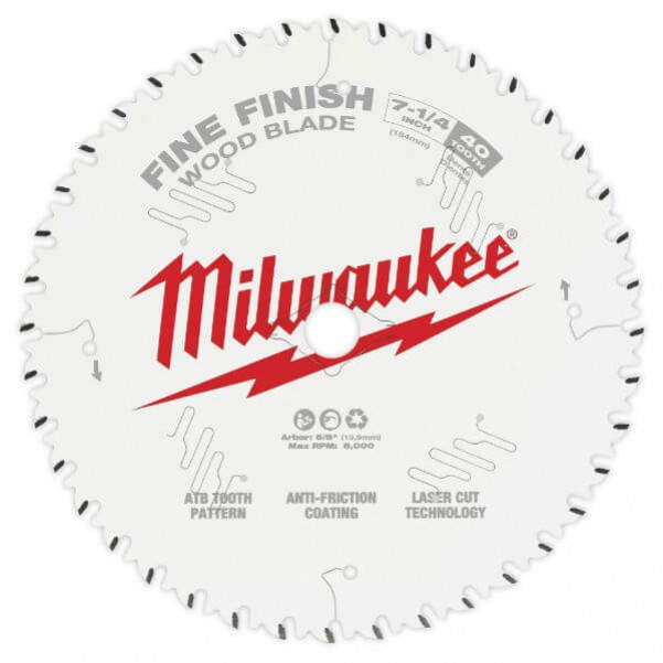 Milwaukee 48408726  - 184mm (7-1/4")  Fine Finish 40T Circular Saw Blade Milwaukee Accessories