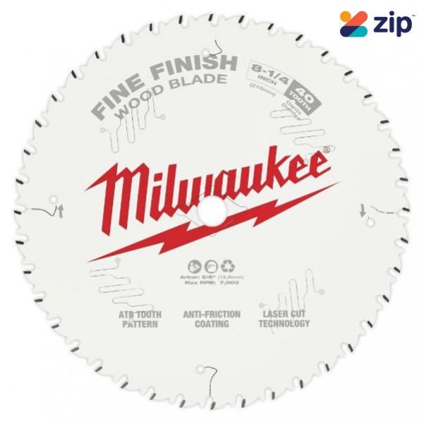 Milwaukee 48408822 - 210mm (8-1/4") Fine Finish 40T Circular Saw Blade