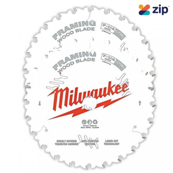 Milwaukee 48418721 - 2 Pack 184mm (7-1/4") 24T Wood Circular Saw Blade Framing 