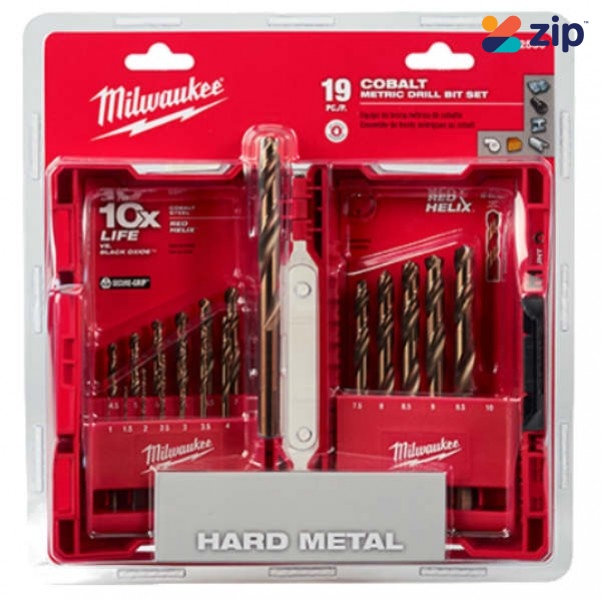 Milwaukee 48892530 - 19 Piece Red Helix Cobalt Drill Bit Set