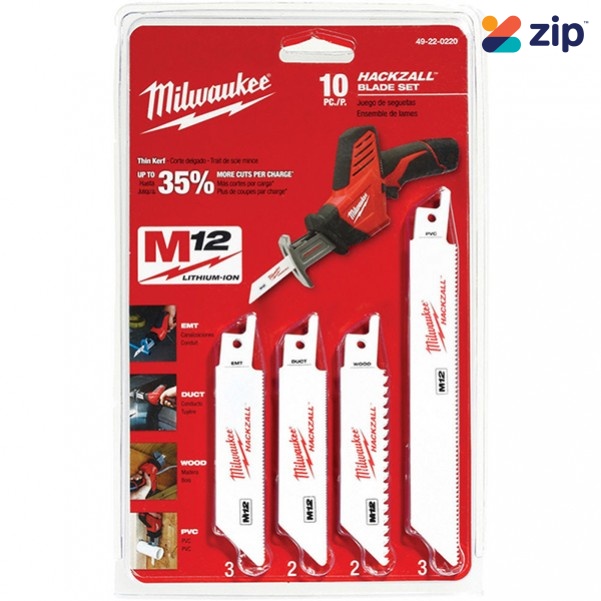 Milwaukee 49220220 – Hackzall General Purpose Sawzall Blade Set 10 Pack  Reciprocating Saw Accessories