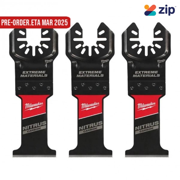 Milwaukee 49251573 - 3 Pack OPEN-LOK 35mm (1-3/8") NITRUS CARBIDE Extreme Metal Multi-Tool Blade Milwaukee Accessories