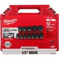 Milwaukee 49667010 - Shockwave 1/2" Drive 12pce SAE Standard 6 Point Impact Socket Set