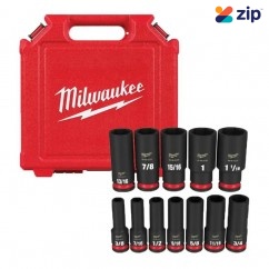 Milwaukee 49667011 - Shockwave 1/2" Drive 12pce SAE Deep 6 Point Impact Socket Set