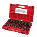 Milwaukee 49667012 - Shockwave 1/2" Drive 19pce SAE Deep 6 Point Impact Socket Set