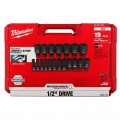 Milwaukee 49667012 - Shockwave 1/2" Drive 19pce SAE Deep 6 Point Impact Socket Set