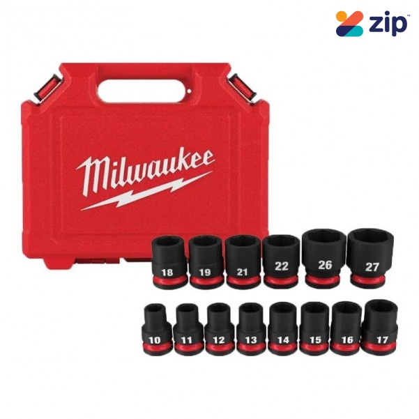 Milwaukee 49667013 - Shockwave 1/2" Drive 14pce Metric Standard 6 Point Impact Socket Set