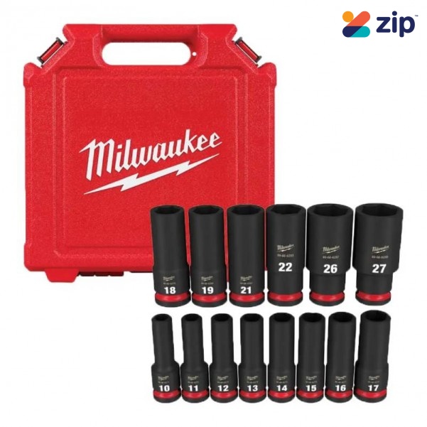 Milwaukee 49667014 - Shockwave 1/2" Drive 14pce Metric Deep 6 Point Impact Socket Set