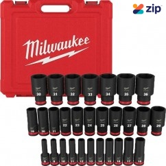 Milwaukee 49667015 - 1/2" Drive 29 Piece Metric Deep 6 Point Impact Socket Set