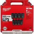 Milwaukee 49667018 - 3/4" Drive 8 Piece Imperial Deep 6 Point Impact Socket Set