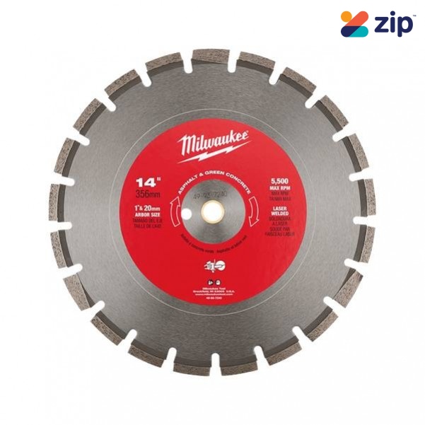 Milwaukee 49937240 - 350mm 14" Diamond Asphalt Green Concrete Segmented Blade