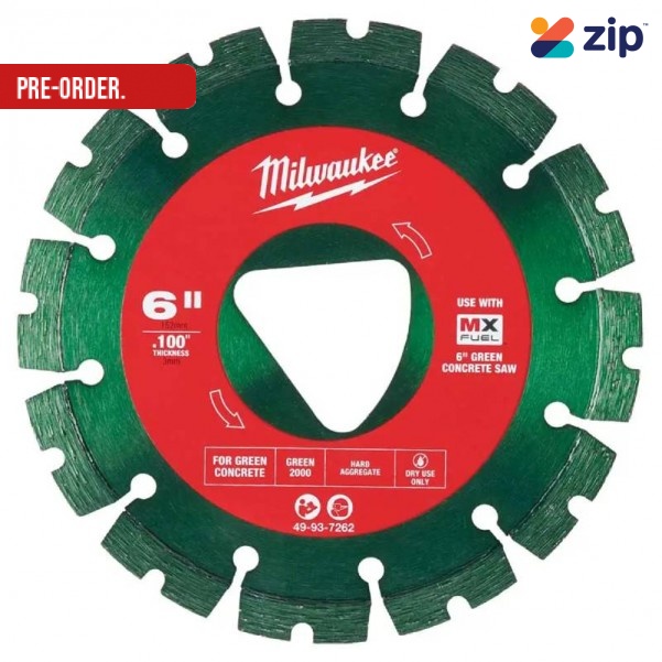Milwaukee 49937262 - 150mm (6") Green Concrete Green Diamond Blade Milwaukee Accessories