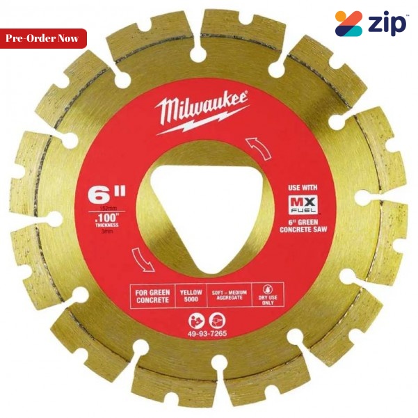 Milwaukee 49937265 - 150mm (6") Green Concrete Yellow Diamond Blade