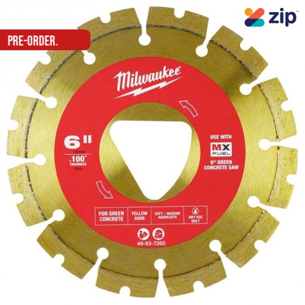 Milwaukee 49937265 - 150mm (6") Green Concrete Yellow Diamond Blade Milwaukee Accessories