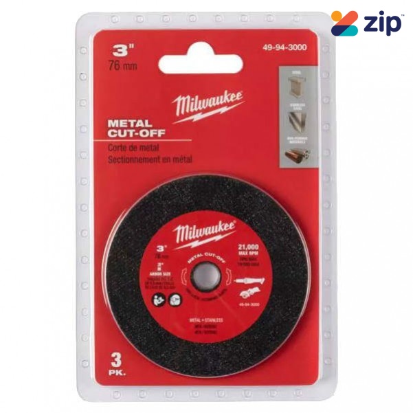 Milwaukee 49943000 - 3 Piece 76mm Metal Cut-Off Wheel