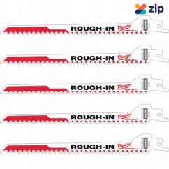Milwaukee 48001610 - 5pce Rough-In SAWZALL Reciprocating Saw Blades For Wood/nail Demolition 
