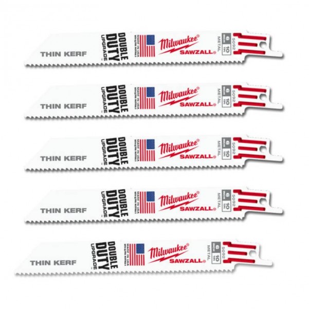 Milwaukee 48005092 - 150mm x 10TPI Thin Kerf SAWZALL Reciprocating Saw Blades Milwaukee Accessories