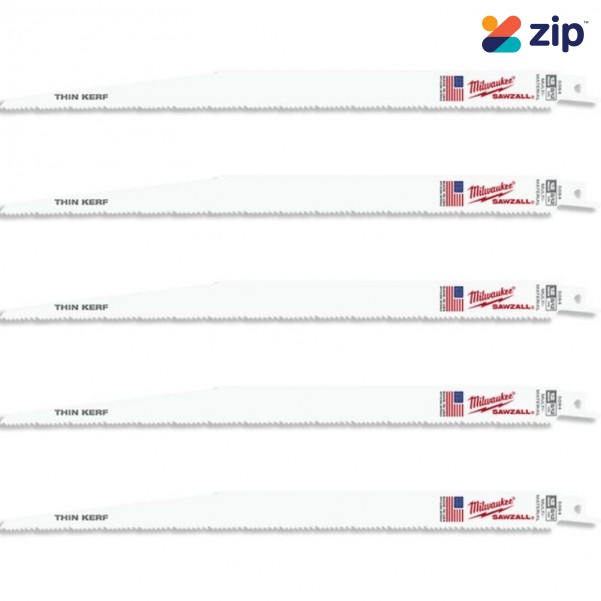 Milwaukee 48005094 - 5 Pack 300mm 8/12TPI General Purpose Thin Kerf SAWZALL Reciprocating Saw Blades