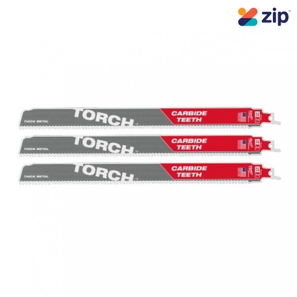 Milwaukee 48005303 - 300mm 7TPI Torch Carbide Teeth Metal Demolition SAWZALL Saw Blade 3 Pack 