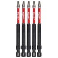 Milwaukee 48324574 - 5 Pack SQ2 x 89mm (3.5") Square Recess SHOCKWAVE Power Bits