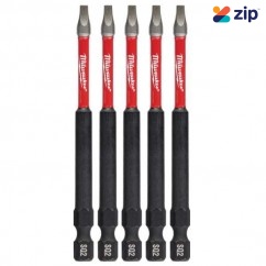 Milwaukee 48324574 - 5 Pack SQ2 x 89mm (3.5") Square Recess SHOCKWAVE Power Bits