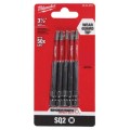 Milwaukee 48324574 - 5 Pack SQ2 x 89mm (3.5") Square Recess SHOCKWAVE Power Bits