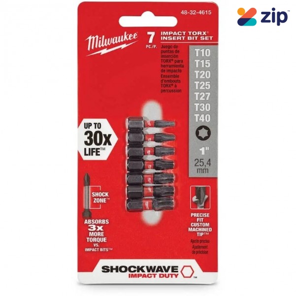 Milwaukee 48324615 - SHOCKWAVE T10-T40 Torx Insert Impact Screwdriver Bit Set