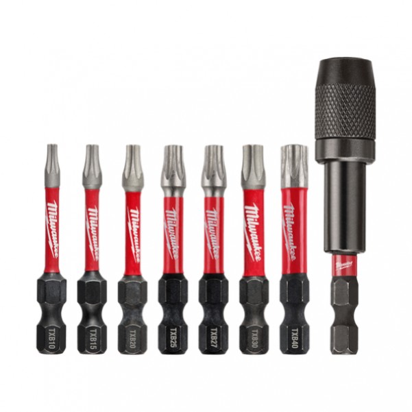 Milwaukee 48324689 - 8 Piece 50mm (2") SHOCKWAVE Power Bit Security Torx Set Drill Bits