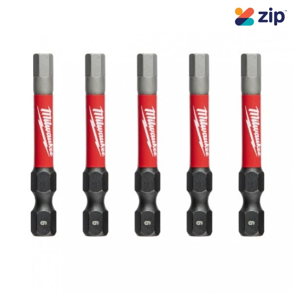 Milwaukee 48324690 - 5-Pack 6mm 50mm (2") SHOCKWAVE Hex Power Bits