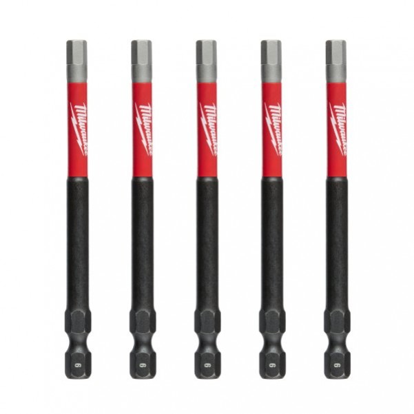 Milwaukee 48324691 - 5-Pack 6mm 89mm (3-1/2") SHOCKWAVE Hex Power Bits