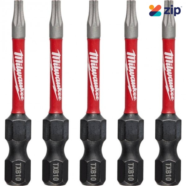 Milwaukee 48324692 - 5-Pack 50mm (2") TXB010 SHOCKWAVE Power Bit Security Torx Drill/Driver Accessories